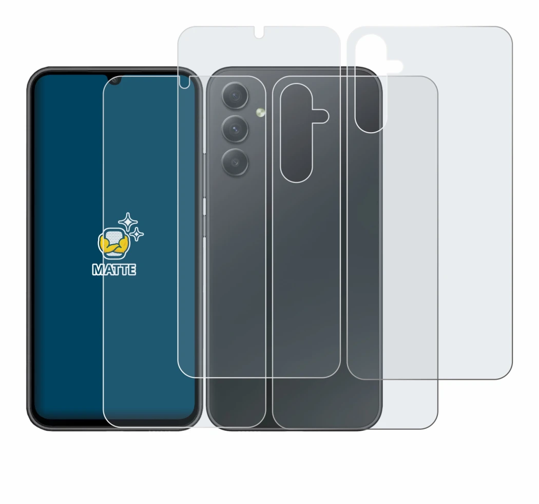 Immagine del dispositivo Samsung Galaxy A34 5G (Fronte+Retro) con un'ampia varietà di protezioni per lo schermo.