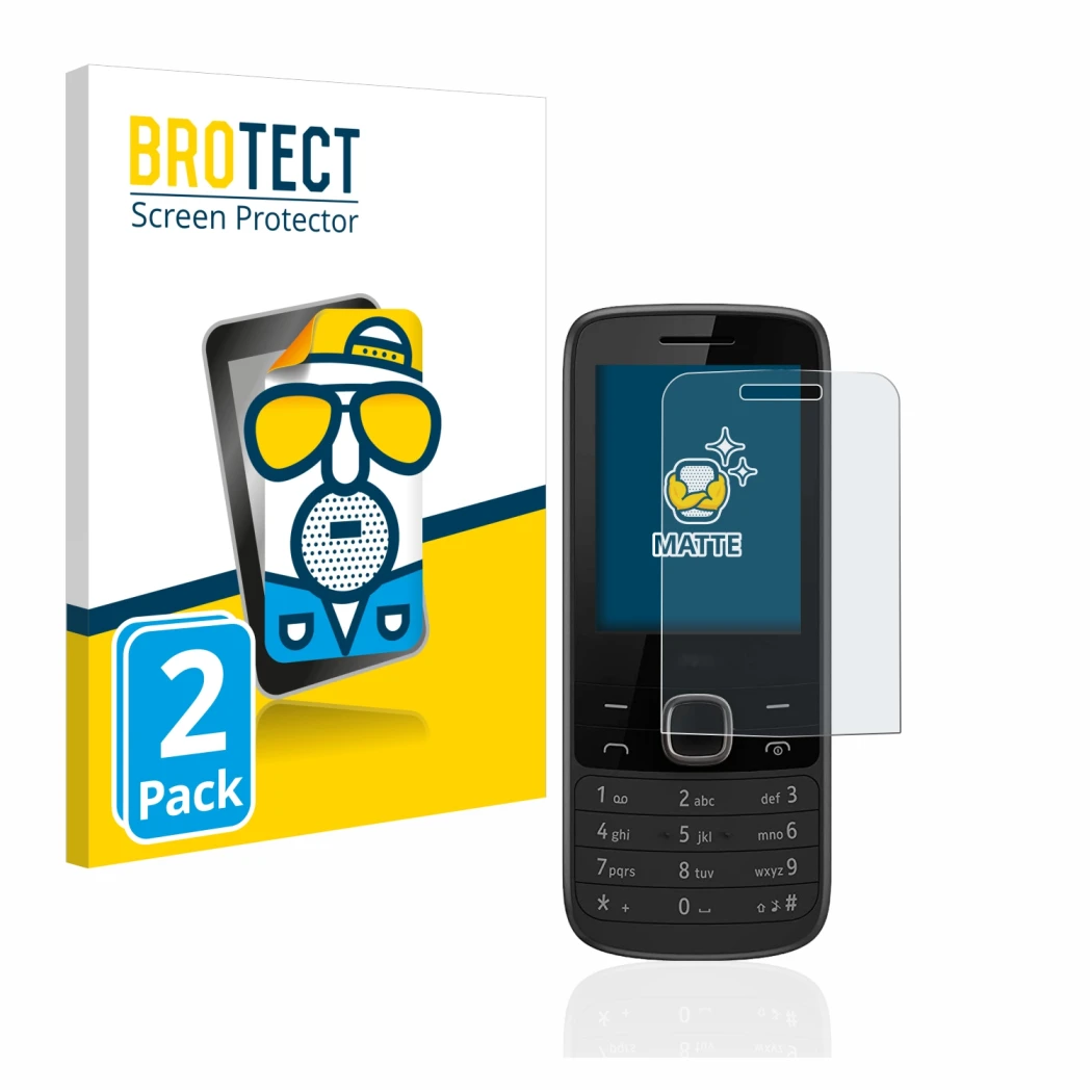 Parte frontale di una confezione del prodotto con il logo del marchio BROTECT. Accanto è raffigurato il dispositivo Nokia 225