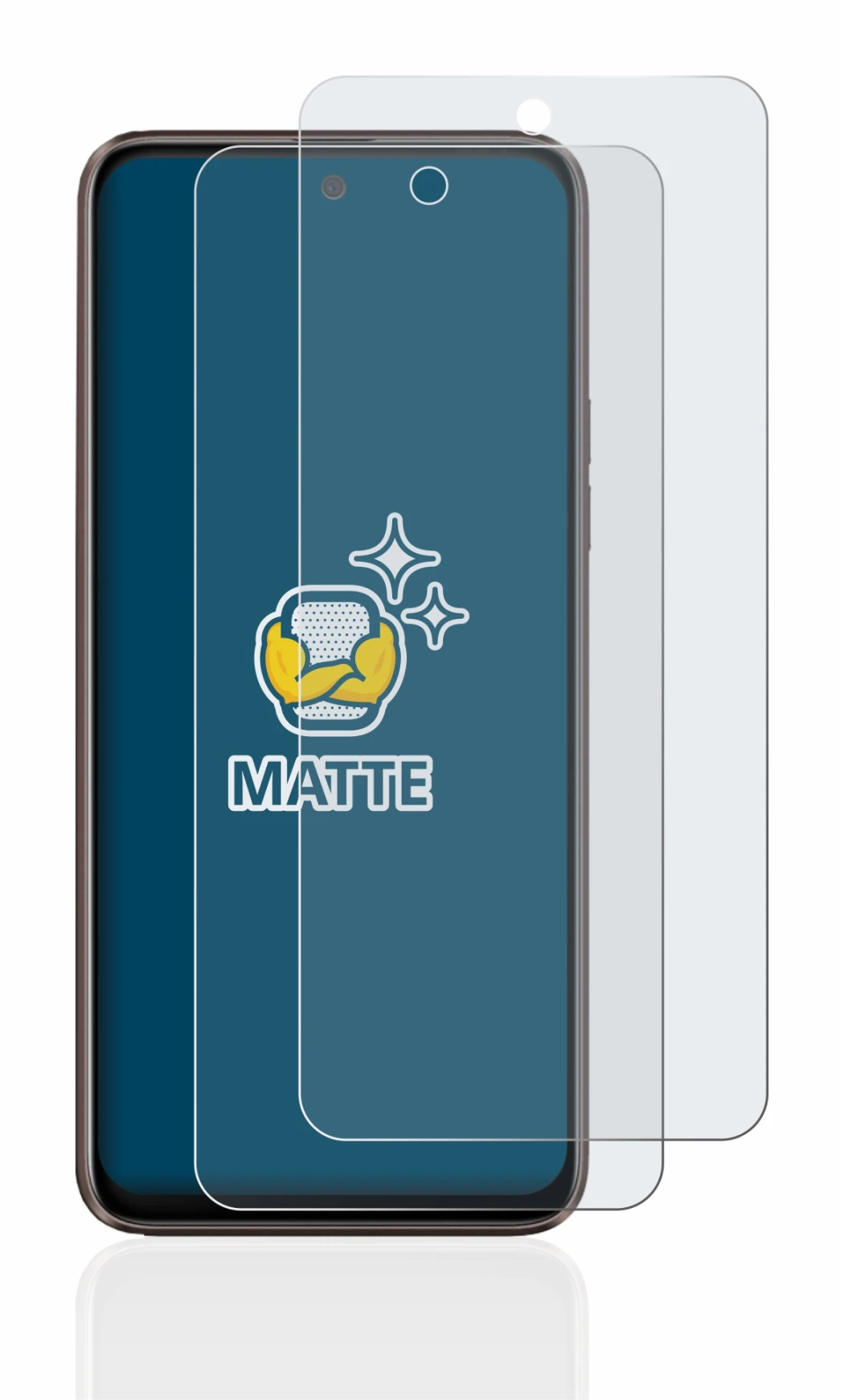 Immagine del dispositivo HTC U23 Pro con un'ampia varietà di protezioni per lo schermo.