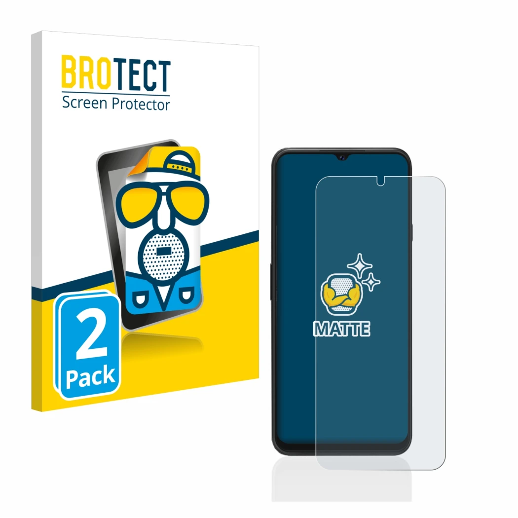 Parte frontale di una confezione del prodotto con il logo del marchio BROTECT. Accanto è raffigurato il dispositivo Cubot P80
