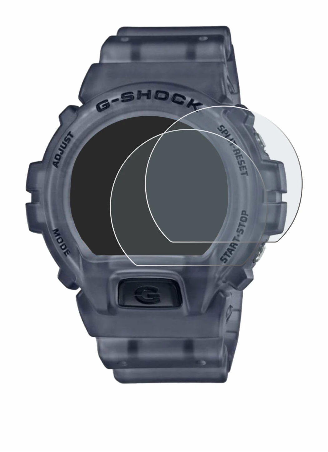 Immagine del dispositivo Casio G-Shock DW-6900 con un'ampia varietà di protezioni per lo schermo.