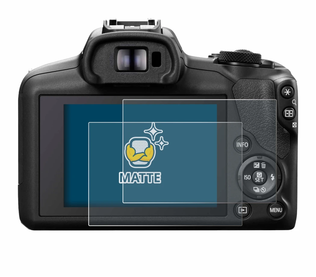 Immagine del dispositivo Canon EOS R100 con un'ampia varietà di protezioni per lo schermo.