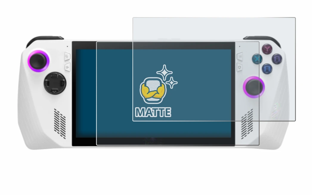 Immagine del dispositivo ASUS ROG Ally (2023) RC71L con un'ampia varietà di protezioni per lo schermo.