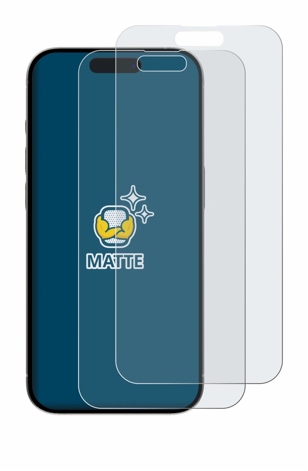 Immagine del dispositivo Apple iPhone 15 Plus con un'ampia varietà di protezioni per lo schermo.