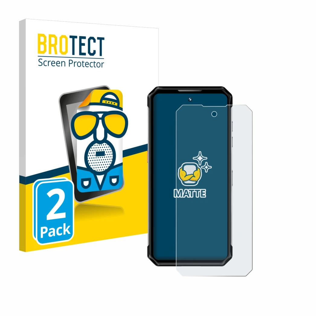 Parte frontale di una confezione del prodotto con il logo del marchio BROTECT. Accanto è raffigurato il dispositivo Oukitel WP