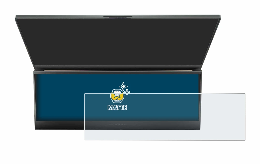 Immagine del dispositivo ASUS ROG Zephyrus Duo 16 2023 (SOLO Touch Bar) con un'ampia varietà di protezioni per lo schermo.