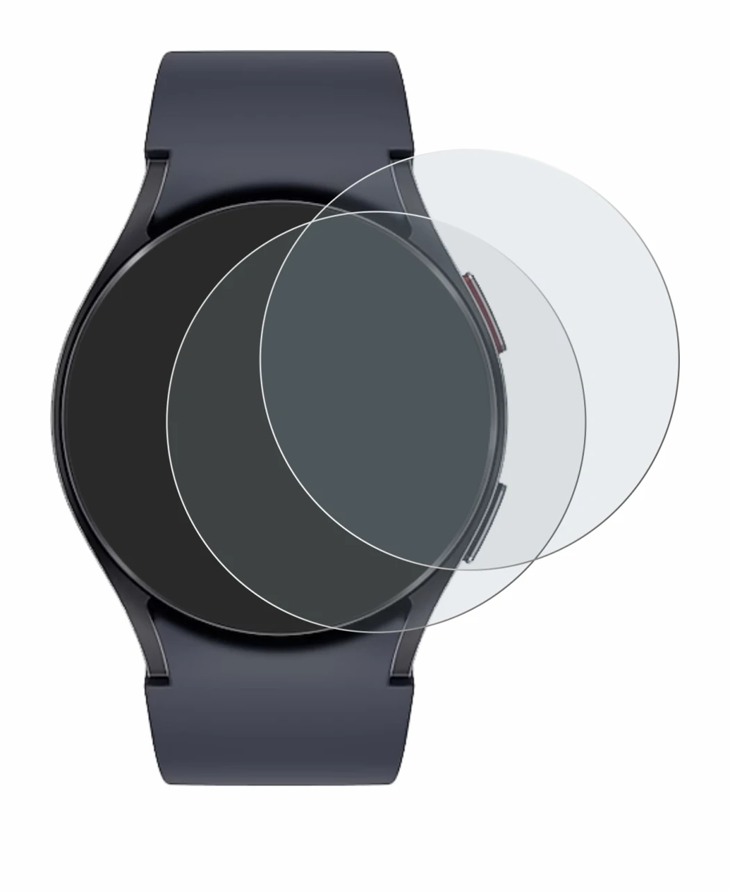 Immagine del dispositivo Samsung Galaxy Watch 6 (44 mm) con un'ampia varietà di protezioni per lo schermo.
