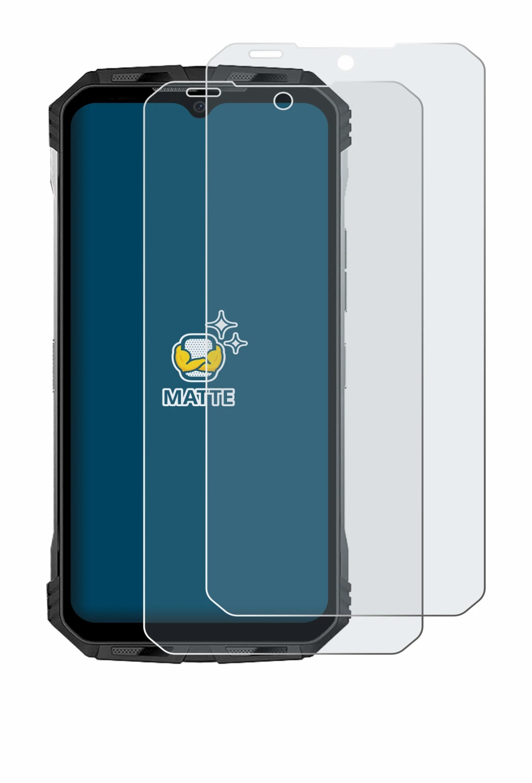 Immagine del dispositivo Doogee S110 con un'ampia varietà di protezioni per lo schermo.