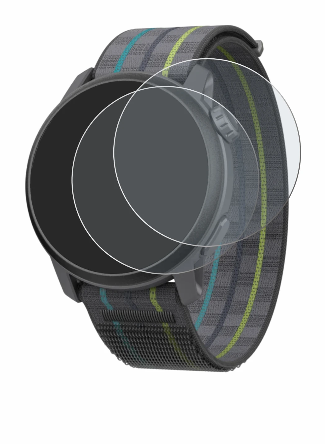 Immagine del dispositivo Coros Pace 3 con un'ampia varietà di protezioni per lo schermo.