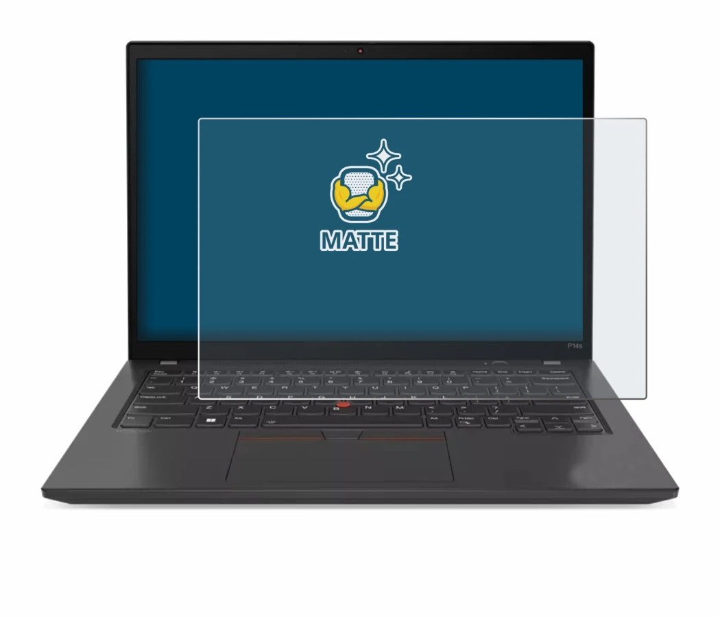 Immagine del dispositivo Lenovo ThinkPad P14s Gen 4 con un'ampia varietà di protezioni per lo schermo.