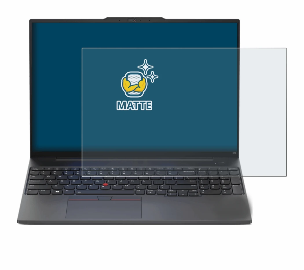 Immagine del dispositivo Lenovo ThinkPad E16 Gen 1 con un'ampia varietà di protezioni per lo schermo.
