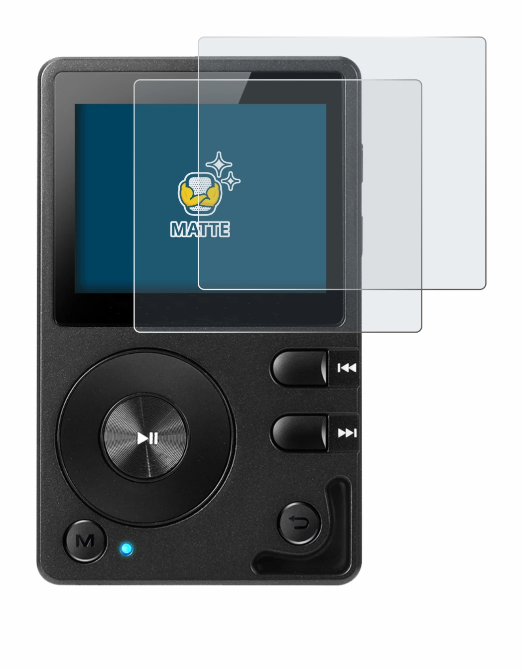 Immagine del dispositivo Hifi Walker H2 con un'ampia varietà di protezioni per lo schermo.