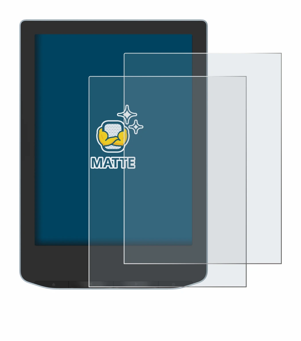 Immagine del dispositivo PocketBook Verse con un'ampia varietà di protezioni per lo schermo.