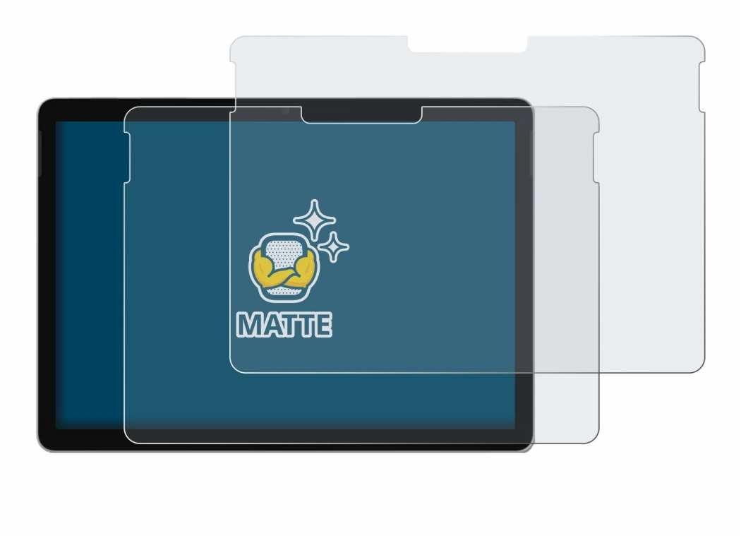 Immagine del dispositivo Microsoft Surface Go 4 con un'ampia varietà di protezioni per lo schermo.