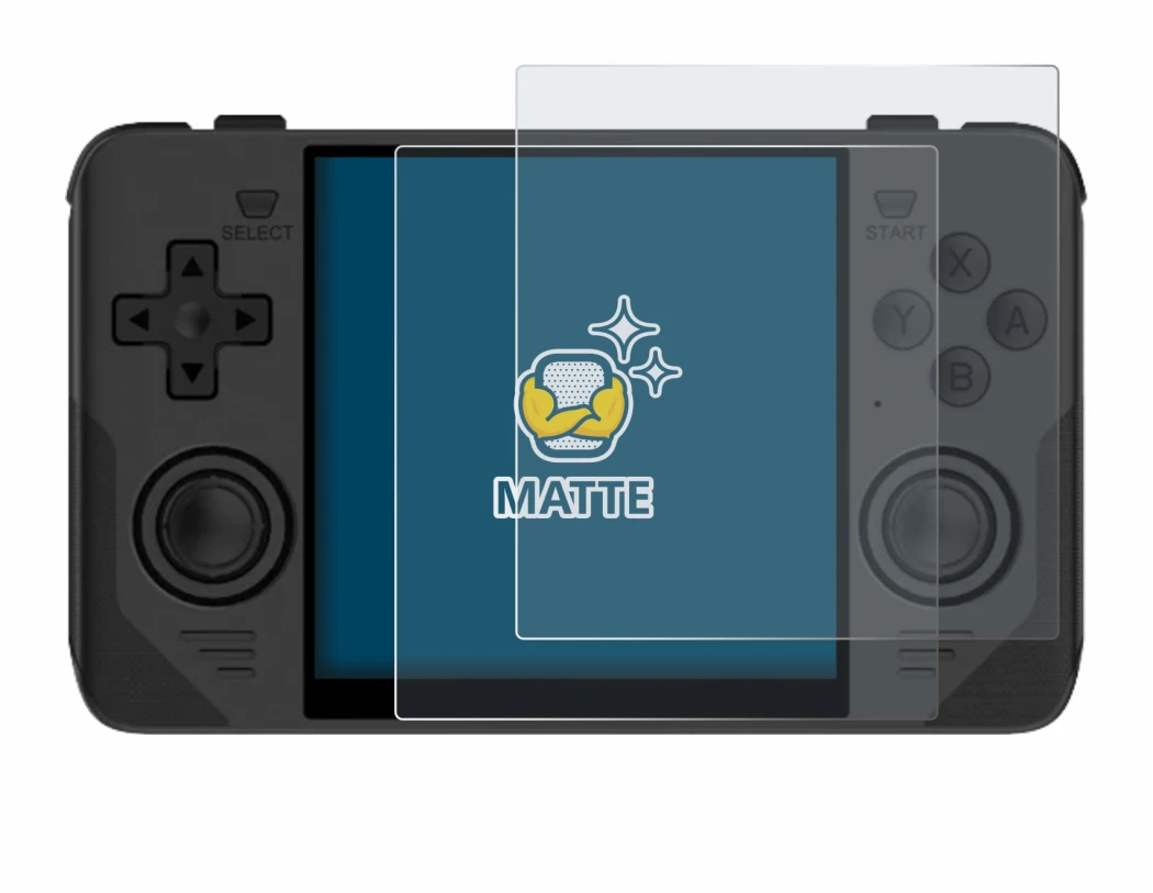 Immagine del dispositivo Powkiddy RGB30 con un'ampia varietà di protezioni per lo schermo.