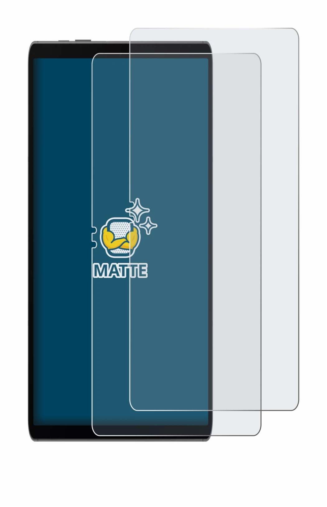 Immagine del dispositivo Samsung Galaxy Tab S9 FE con un'ampia varietà di protezioni per lo schermo.