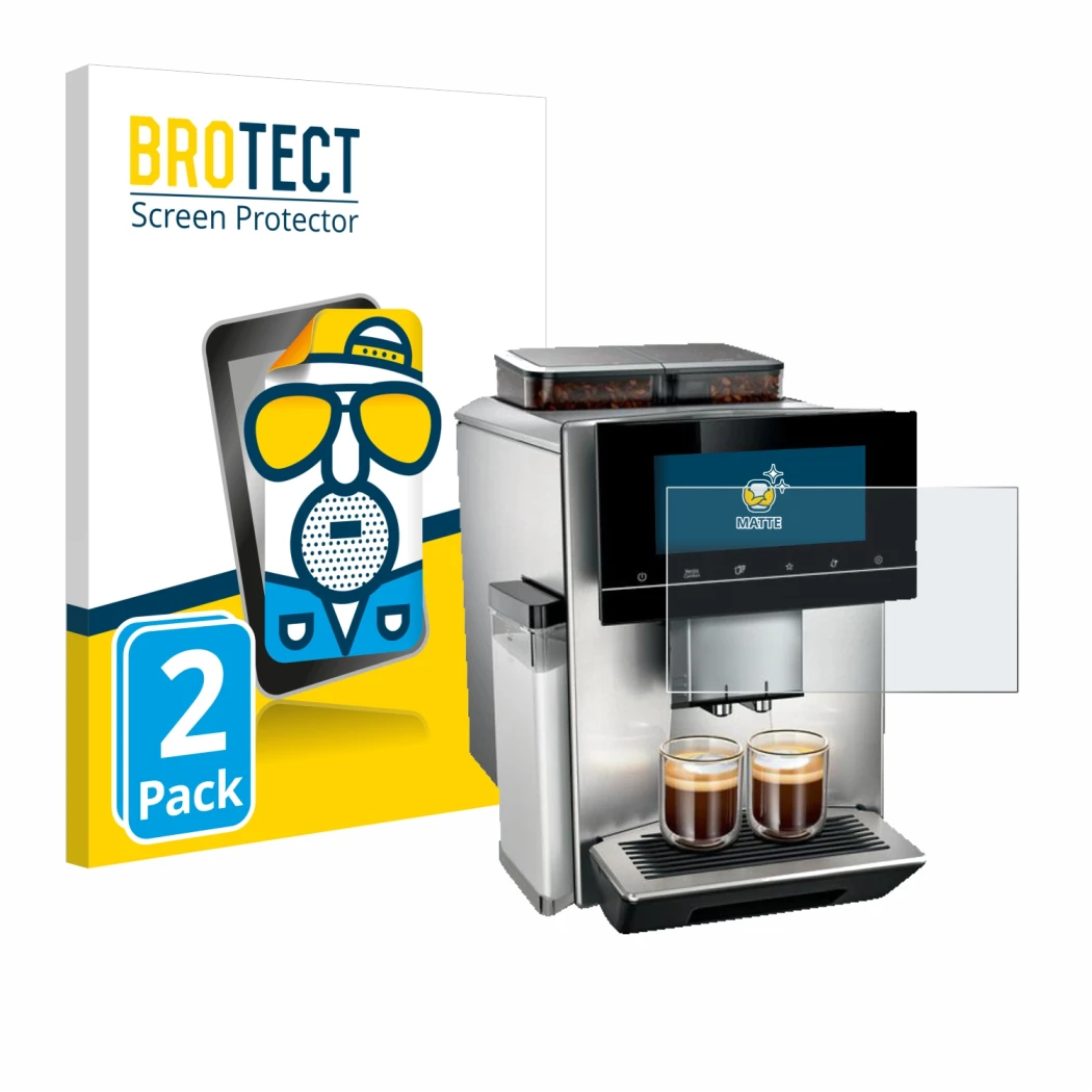 Parte frontale di una confezione del prodotto con il logo del marchio BROTECT. Accanto è raffigurato il dispositivo Siemens EQ