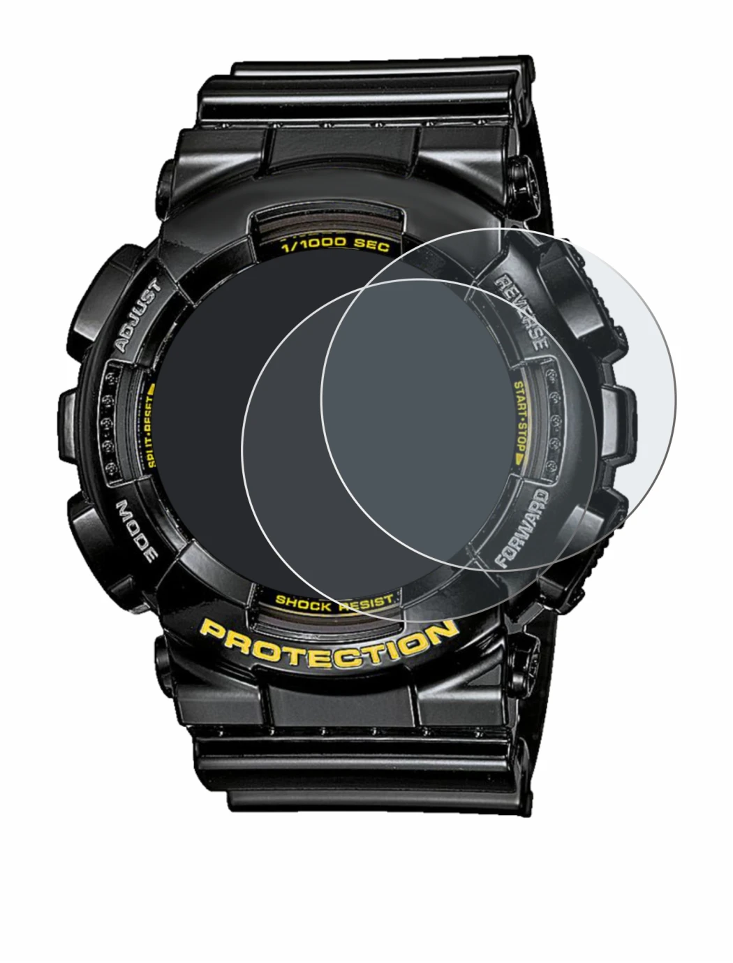 Immagine del dispositivo Casio G-Shock GA-110GB-1A con un'ampia varietà di protezioni per lo schermo.