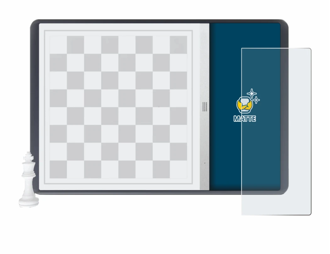 Immagine del dispositivo Chessnut Evo con un'ampia varietà di protezioni per lo schermo.