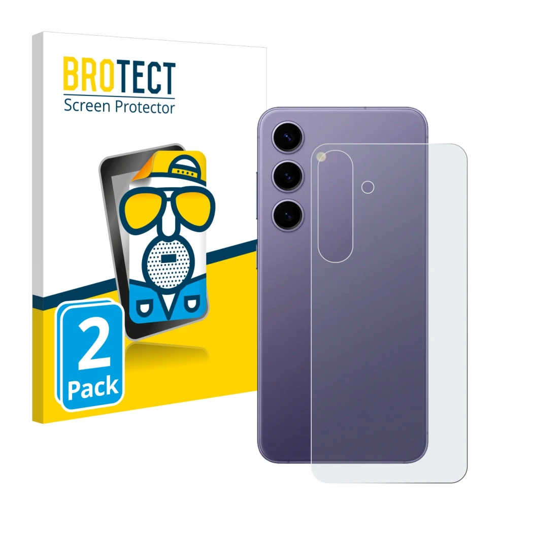 Parte frontale di una confezione del prodotto con il logo del marchio BROTECT. Accanto è raffigurato il dispositivo Samsung Ga