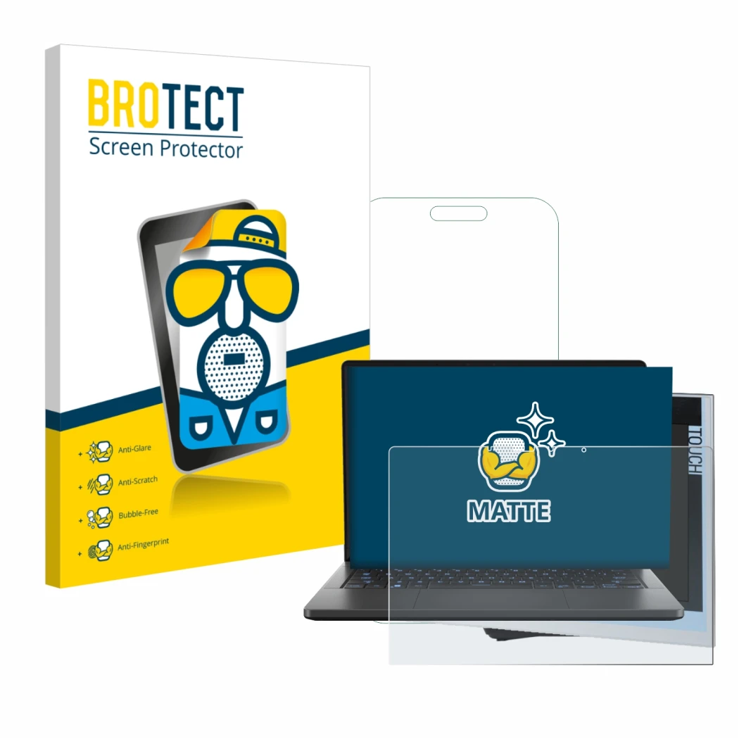 Parte frontale di una confezione del prodotto con il logo del marchio BROTECT. Accanto è raffigurato il dispositivo ASUS ROG Z