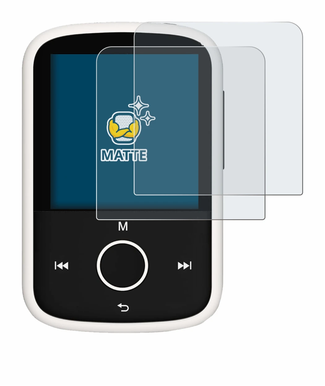 Immagine del dispositivo Majority MP3 16GB con un'ampia varietà di protezioni per lo schermo.