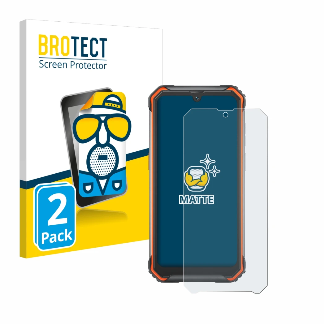 Parte frontale di una confezione del prodotto con il logo del marchio BROTECT. Accanto è raffigurato il dispositivo Blackview 