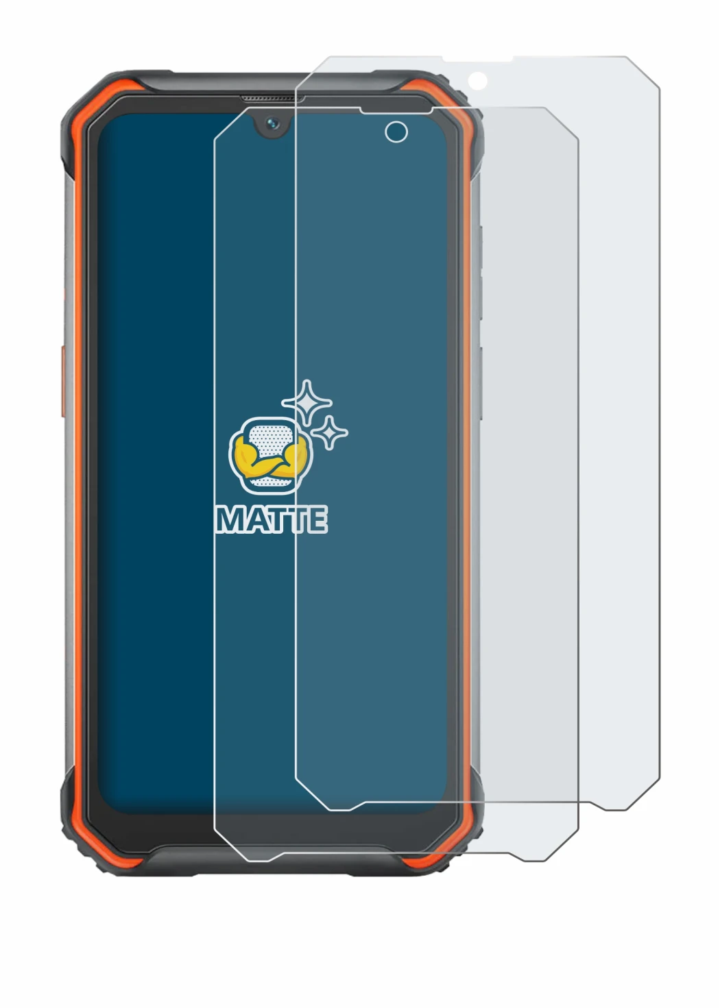 Immagine del dispositivo Blackview BV7200 con un'ampia varietà di protezioni per lo schermo.
