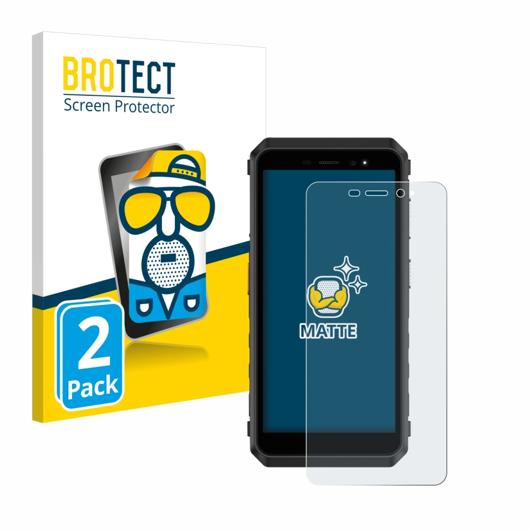 Parte frontale di una confezione del prodotto con il logo del marchio BROTECT. Accanto è raffigurato il dispositivo Ulefone Po