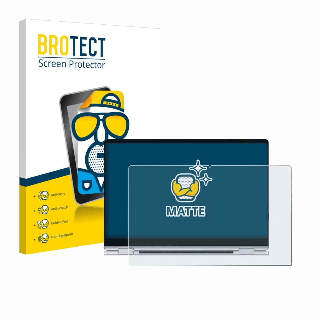 Parte frontale di una confezione del prodotto con il logo del marchio BROTECT. Accanto è raffigurato il dispositivo Samsung Ga