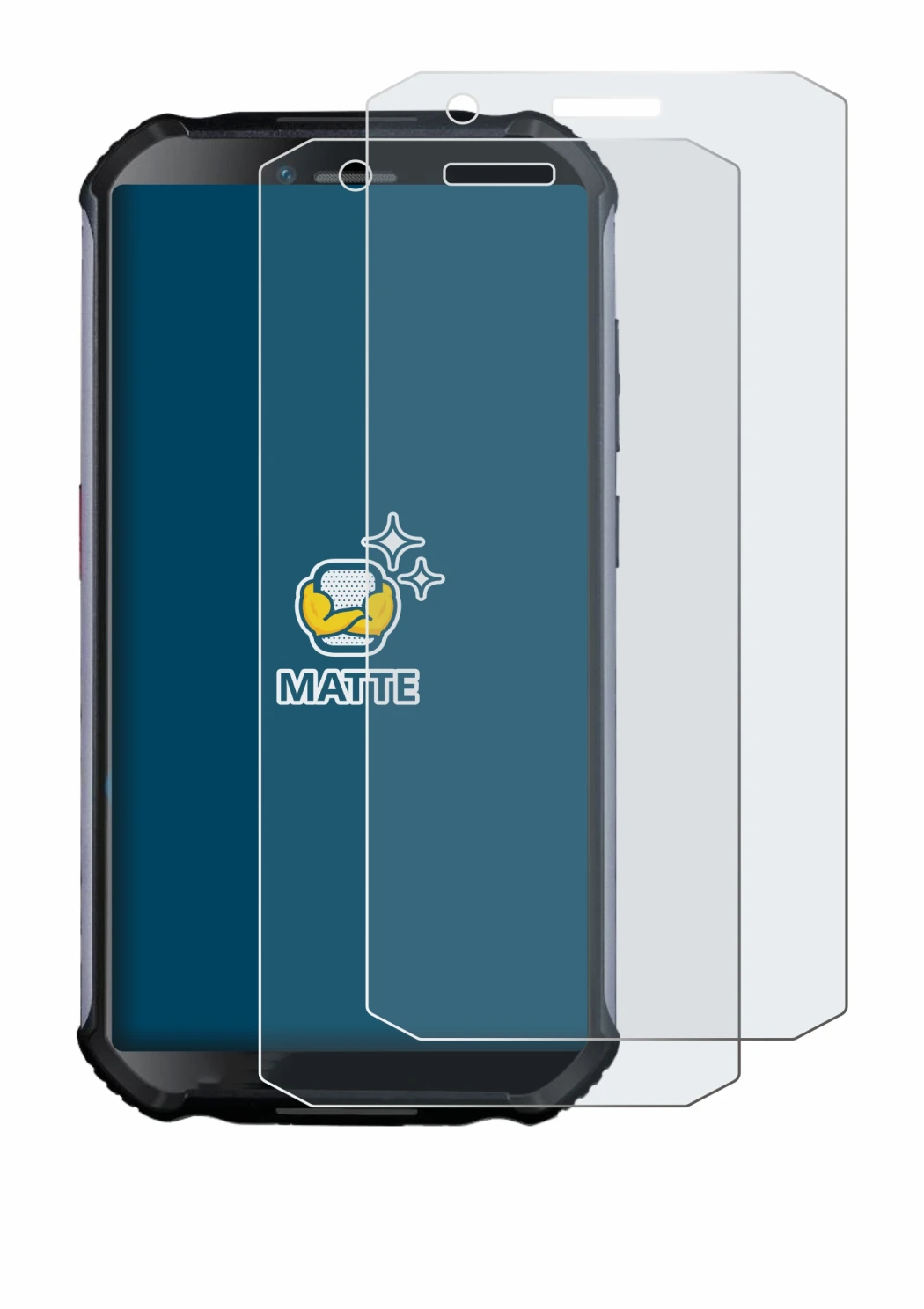 Immagine del dispositivo Doogee S41 Plus con un'ampia varietà di protezioni per lo schermo.