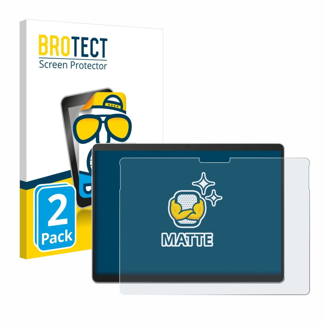 Parte frontale di una confezione del prodotto con il logo del marchio BROTECT. Accanto è raffigurato il dispositivo Microsoft