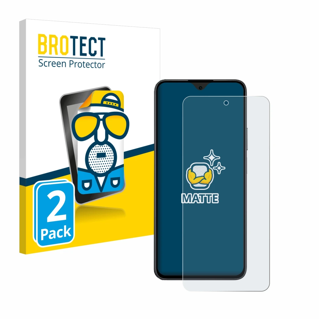 Parte frontale di una confezione del prodotto con il logo del marchio BROTECT. Accanto è raffigurato il dispositivo Honor 90 S