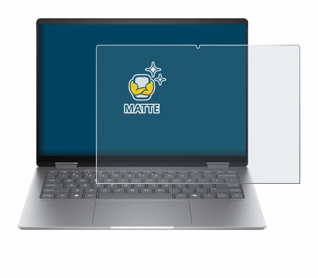 Immagine del dispositivo HP Envy x360 14 2-in-1 con un'ampia varietà di protezioni per lo schermo.