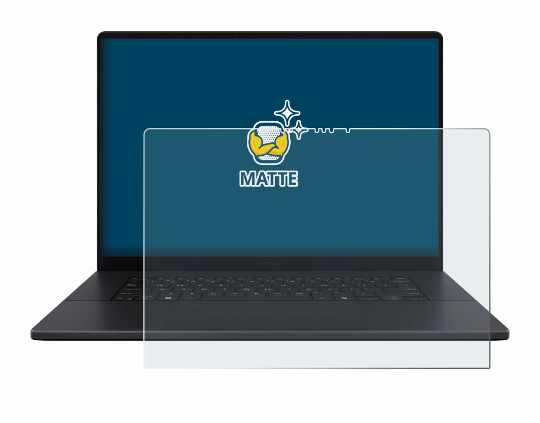 Immagine del dispositivo ASUS ProArt P16 con un'ampia varietà di protezioni per lo schermo.