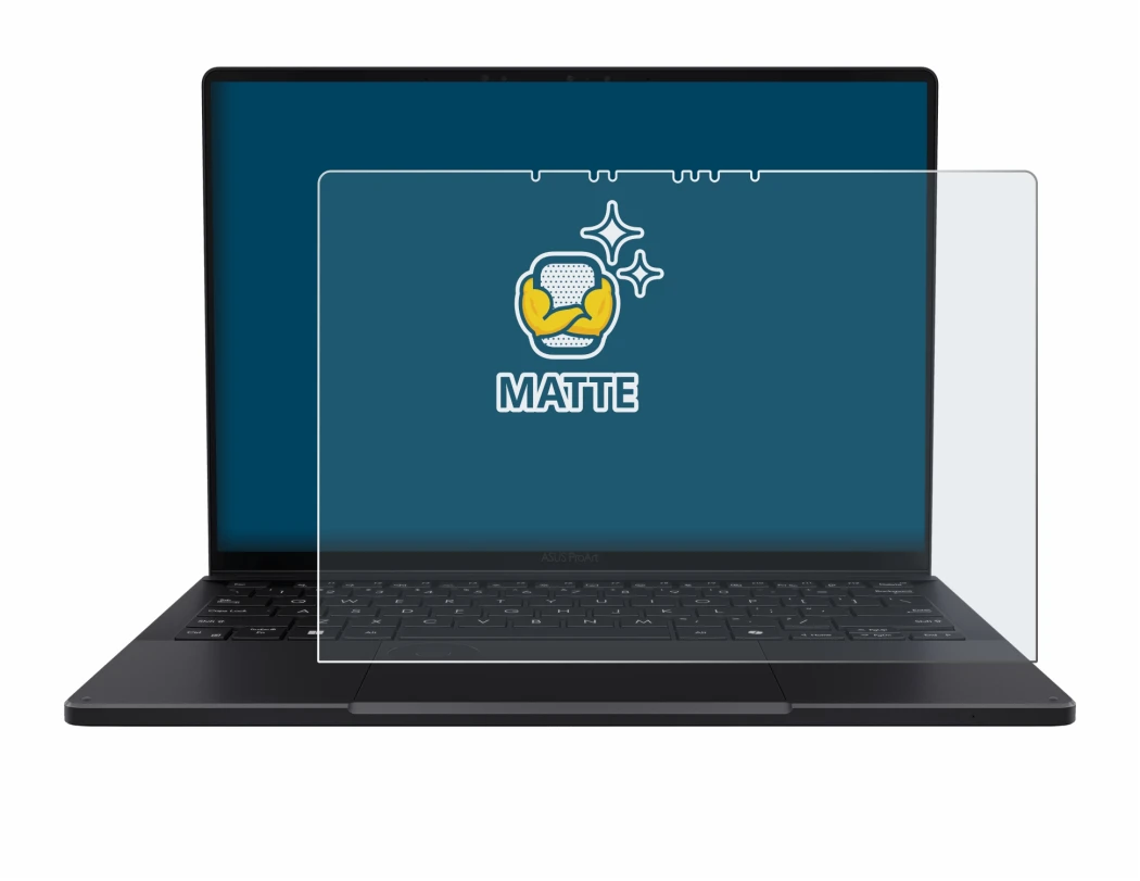 Immagine del dispositivo ASUS ProArt PX13 con un'ampia varietà di protezioni per lo schermo.