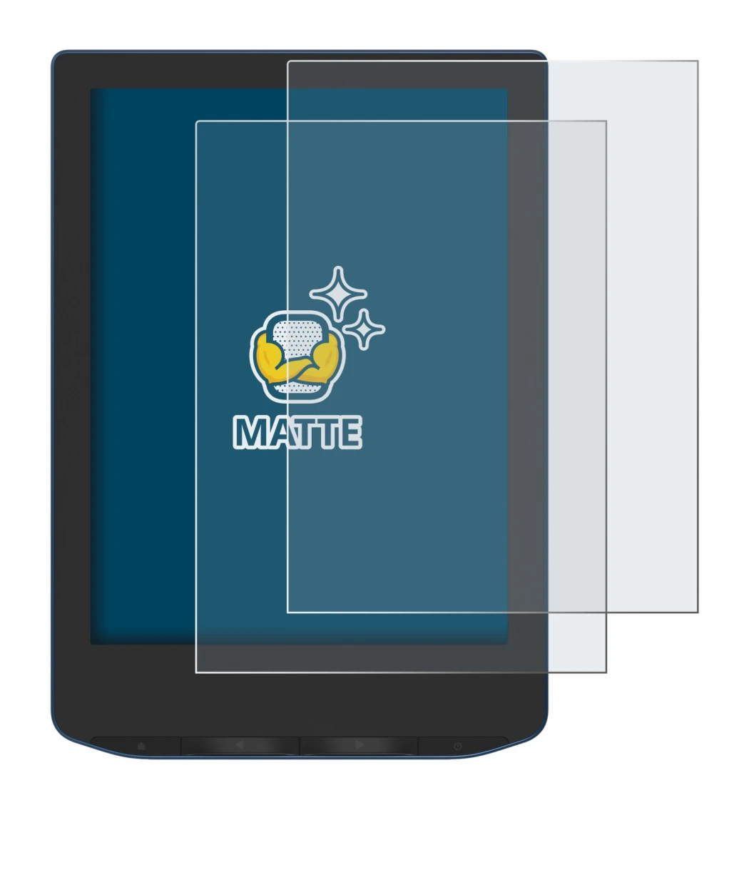 Immagine del dispositivo PocketBook Verse Pro Color con un'ampia varietà di protezioni per lo schermo.