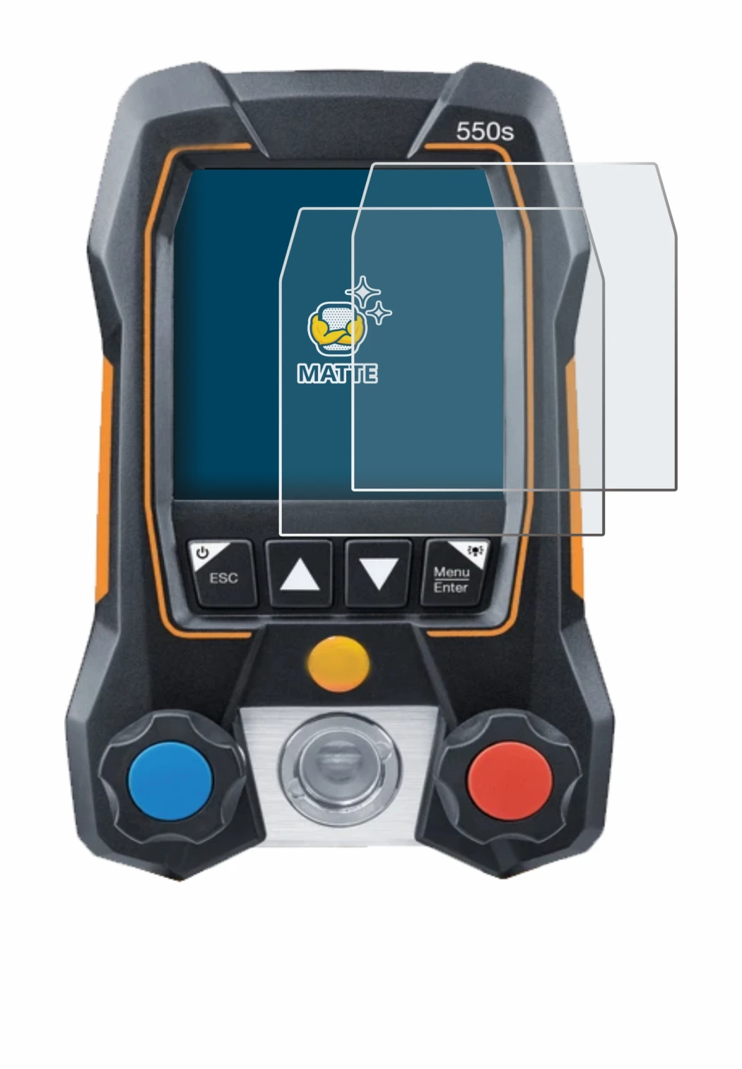 Immagine del dispositivo Testo 550s con un'ampia varietà di protezioni per lo schermo.