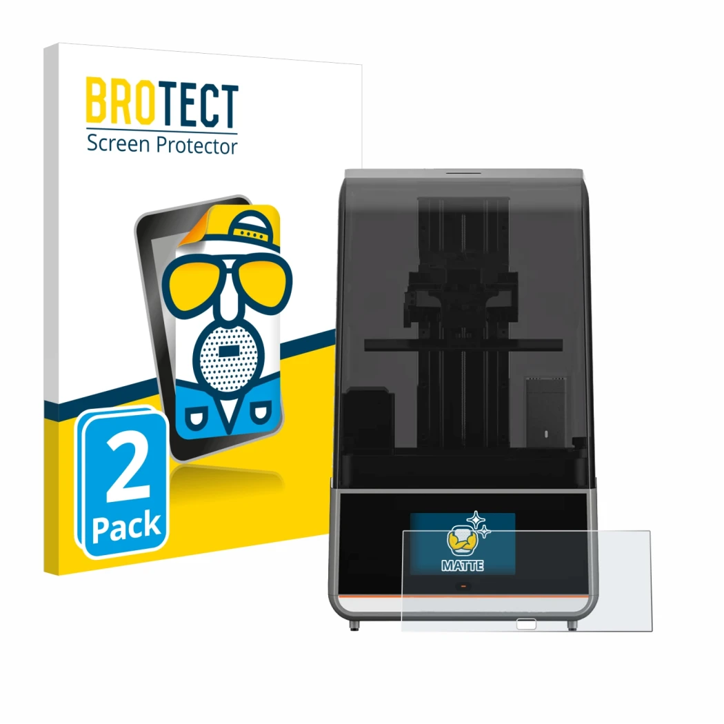 Parte frontale di una confezione del prodotto con il logo del marchio BROTECT. Accanto è raffigurato il dispositivo Anycubic P