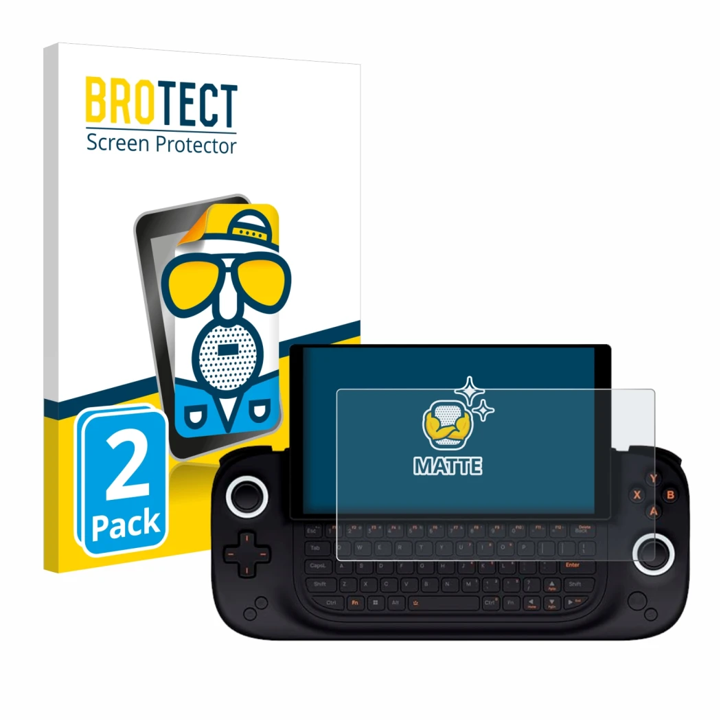 Parte frontale di una confezione del prodotto con il logo del marchio BROTECT. Accanto è raffigurato il dispositivo Ayaneo Sli