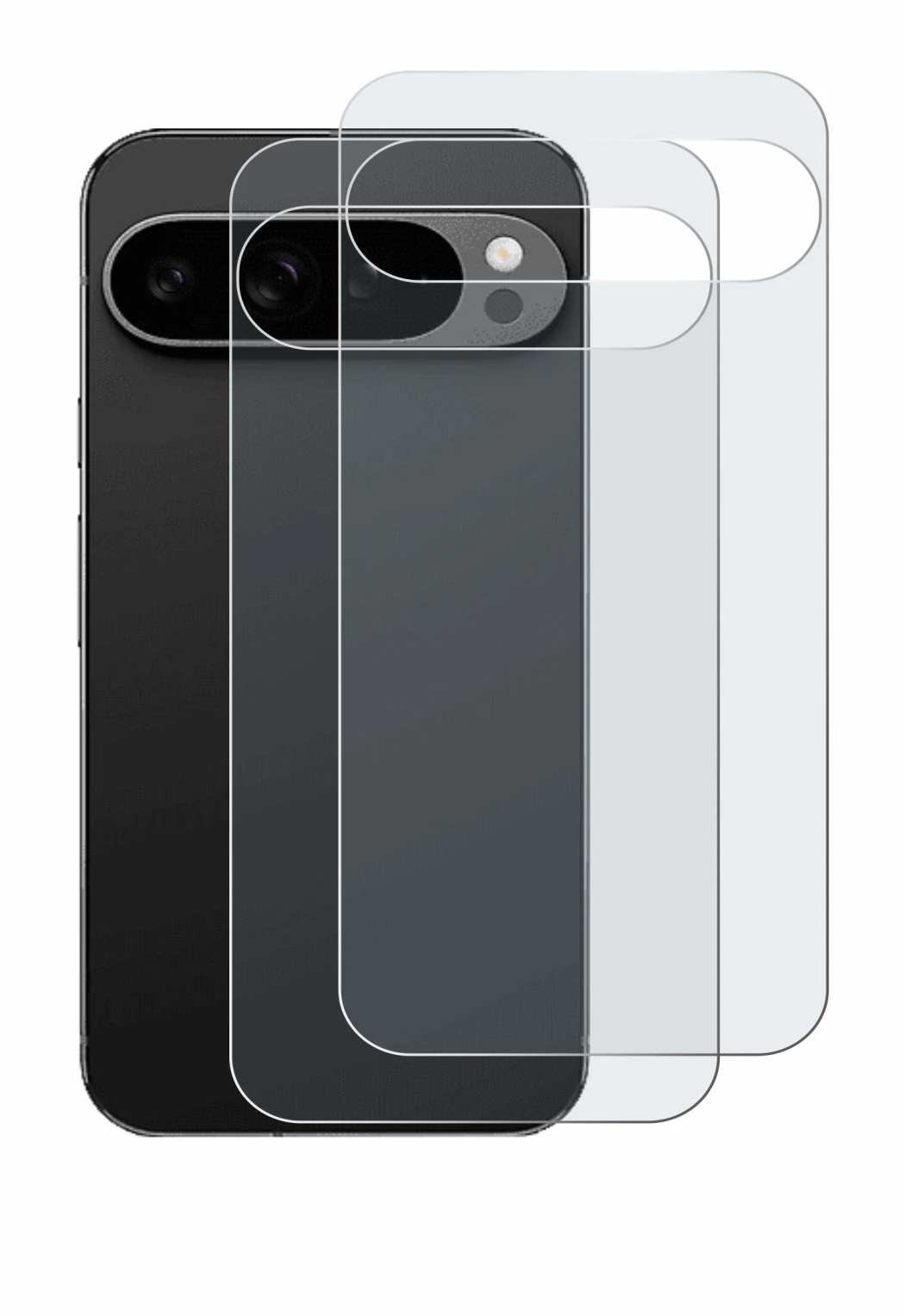 Immagine del dispositivo Google Pixel 9 Pro XL (Posteriore) con un'ampia varietà di protezioni per lo schermo.