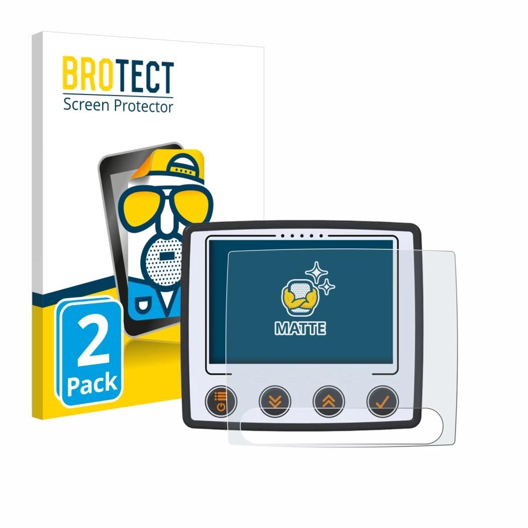 Parte frontale di una confezione del prodotto con il logo del marchio BROTECT. Accanto è raffigurato il dispositivo Skytraxx 5