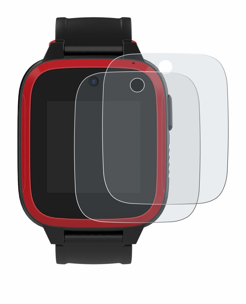 Immagine del dispositivo Xplora Let's Go con un'ampia varietà di protezioni per lo schermo.