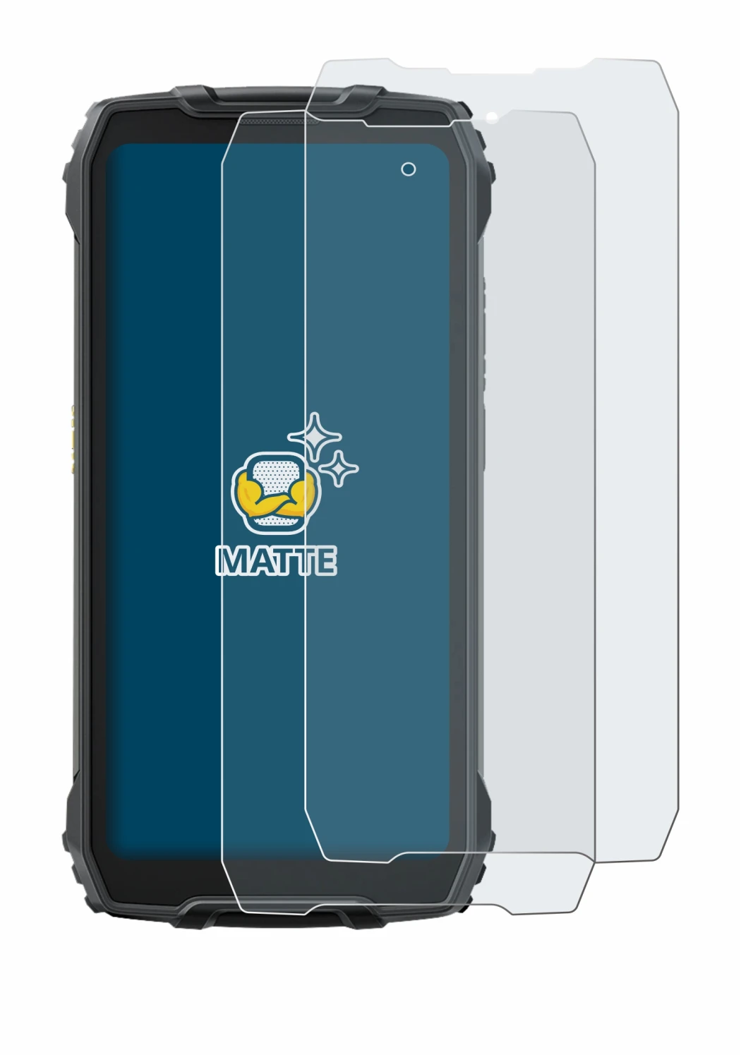 Immagine del dispositivo Blackview BV7300 con un'ampia varietà di protezioni per lo schermo.