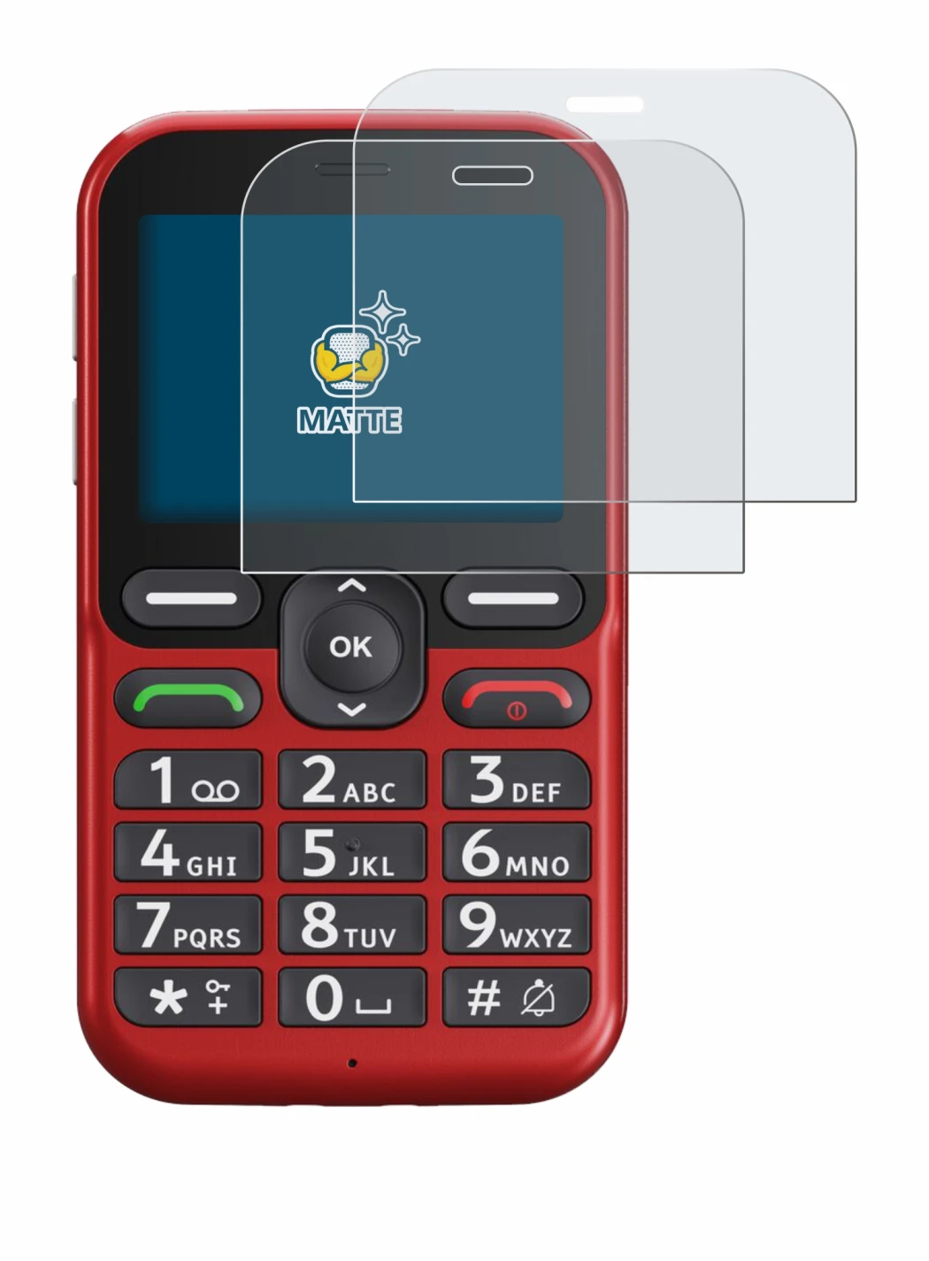 Immagine del dispositivo Doro Leva L10 con un'ampia varietà di protezioni per lo schermo.
