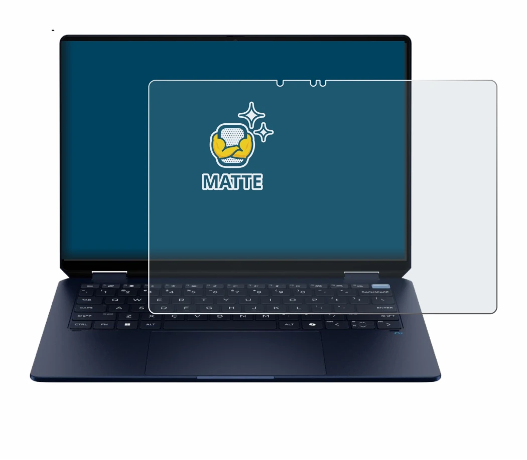 Immagine del dispositivo HP OmniBook Ultra Flip 14-fh con un'ampia varietà di protezioni per lo schermo.