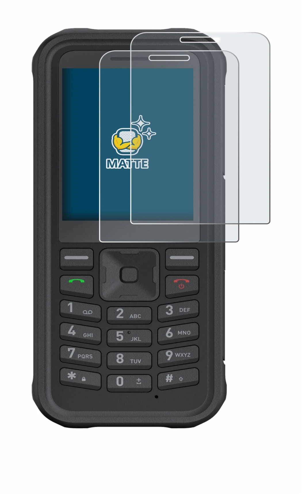 Immagine del dispositivo Sonim XP100 con un'ampia varietà di protezioni per lo schermo.