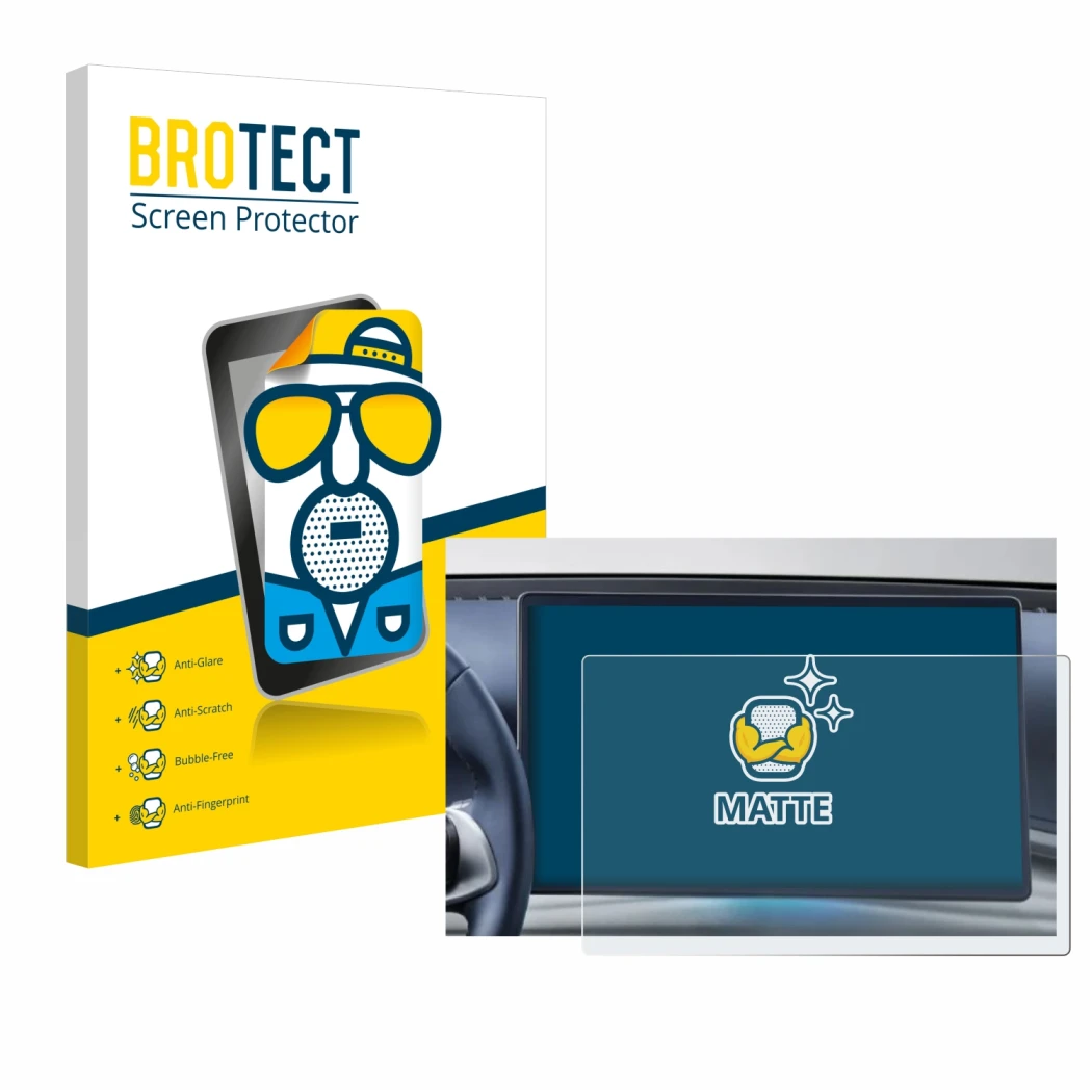 Parte frontale di una confezione del prodotto con il logo del marchio BROTECT. Accanto è raffigurato il dispositivo BYD Atto 3