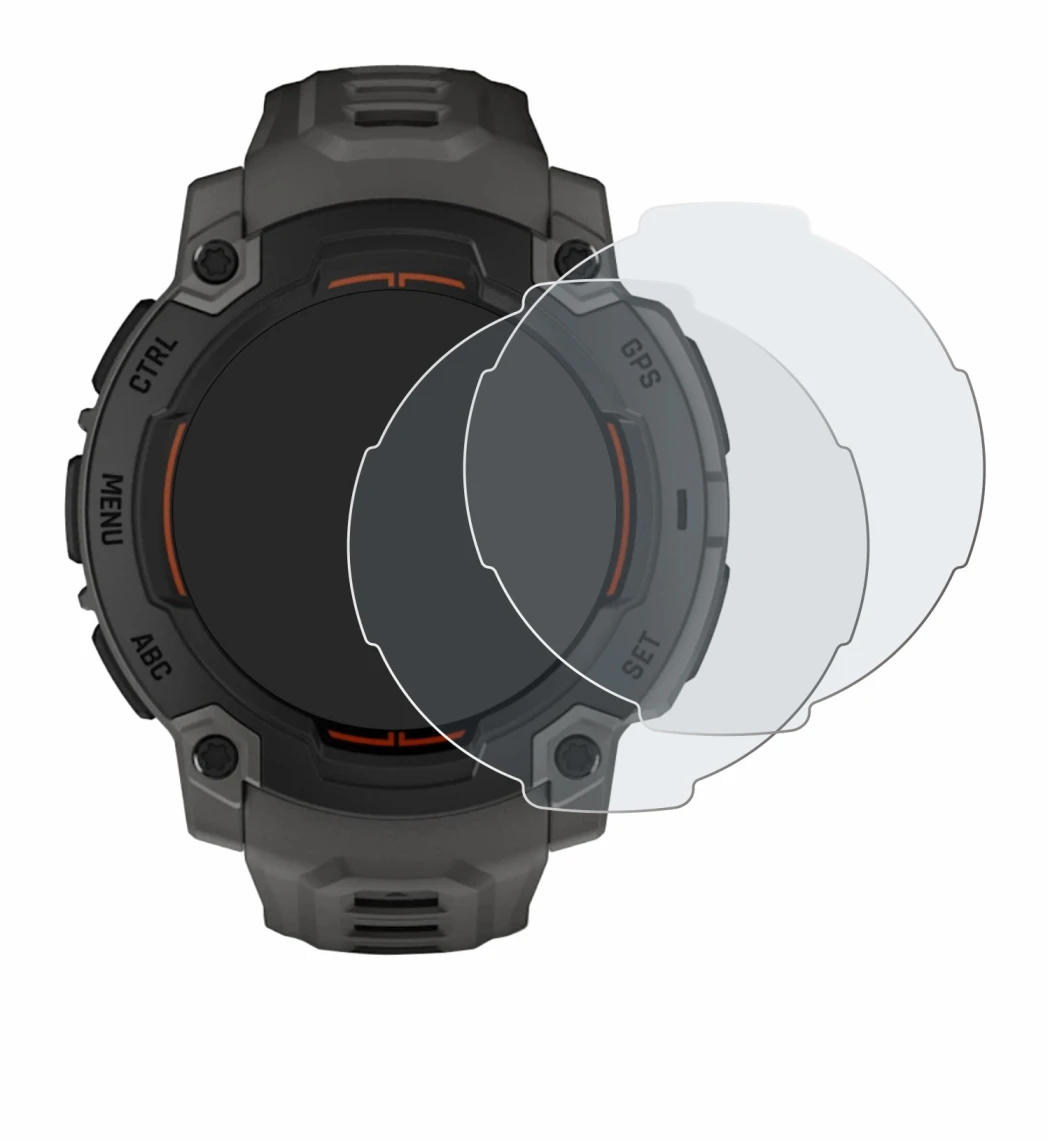 Immagine del dispositivo Garmin Instinct E (45 mm) con un'ampia varietà di protezioni per lo schermo.