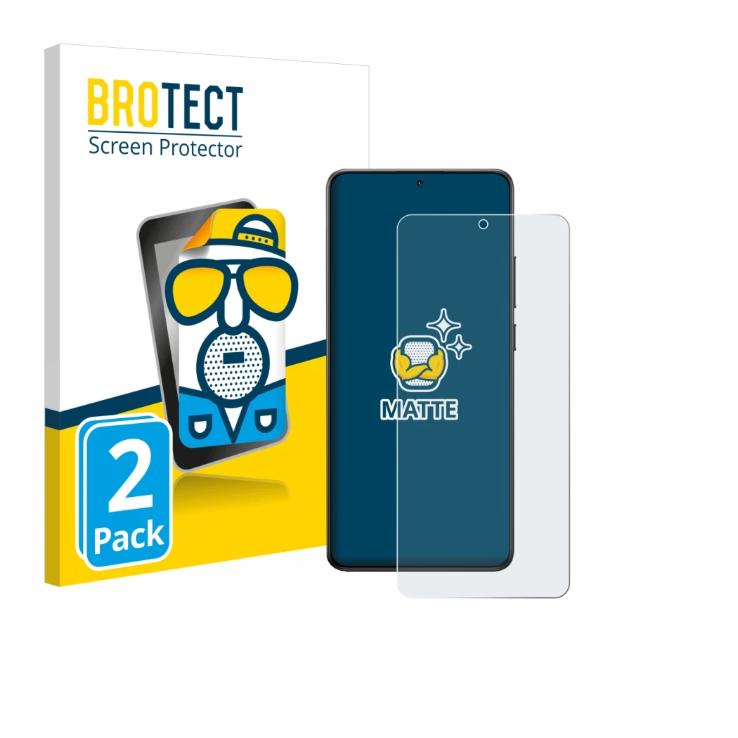 Parte frontale di una confezione del prodotto con il logo del marchio BROTECT. Accanto è raffigurato il dispositivo Xiaomi Poc